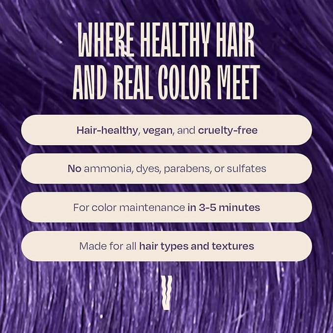 Overtone Semi Permanent Hair Color Conditioner Vibrant Purple 8 oz Nourishing Damage-Free Color Depositing Mask for All Hair Types with Shea Butter &amp Coconut Oil Vegan &amp Cruelty-Free