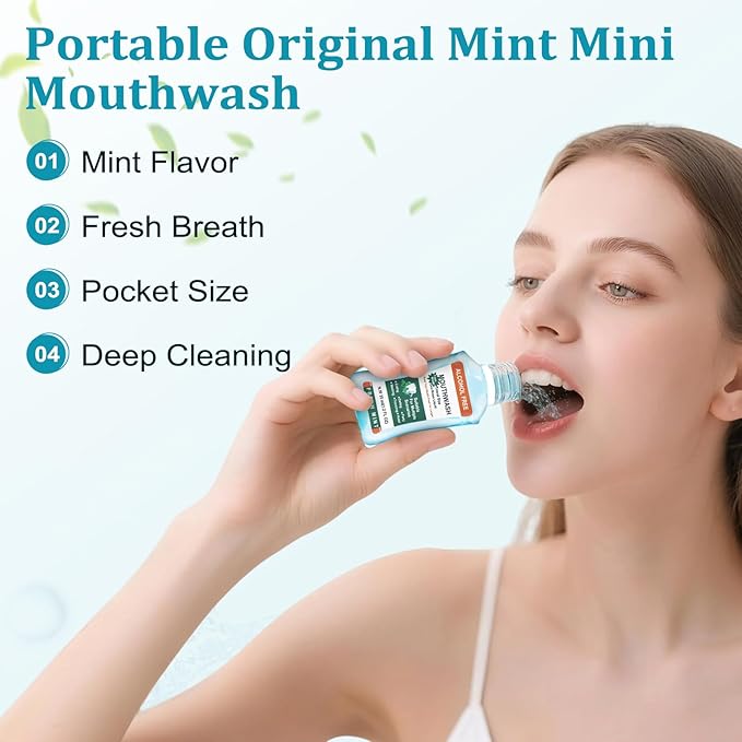 100 Pack Mini Mouthwash Travel Size BulkPortable Mint Mini Mouthwash Bulk 35ml/1.2 Fl Oz Individual Small Mouth Wash for TravelHotelOfficeToiletry Kits
