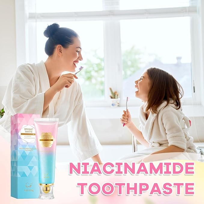 Niacinamide Whitening ToothpasteMild Mint for Fresh Breath24-Hour Fresh BreathTriple Brightening Niacinamide-Infused ToothpasteFluoride-Free Formula Suitable for Sensitive Teeth (2)