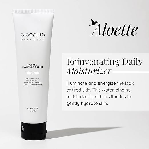Aloette Nutri-C Face Moisturizer Cream - Daily Facial Skin Care Products for Wrinkles &amp Fine Lines - Skin Moisturizer Face Lotion Hydrates &amp Rejuvenates Dry to Normal Skin Gluten Free - 3 Fl
