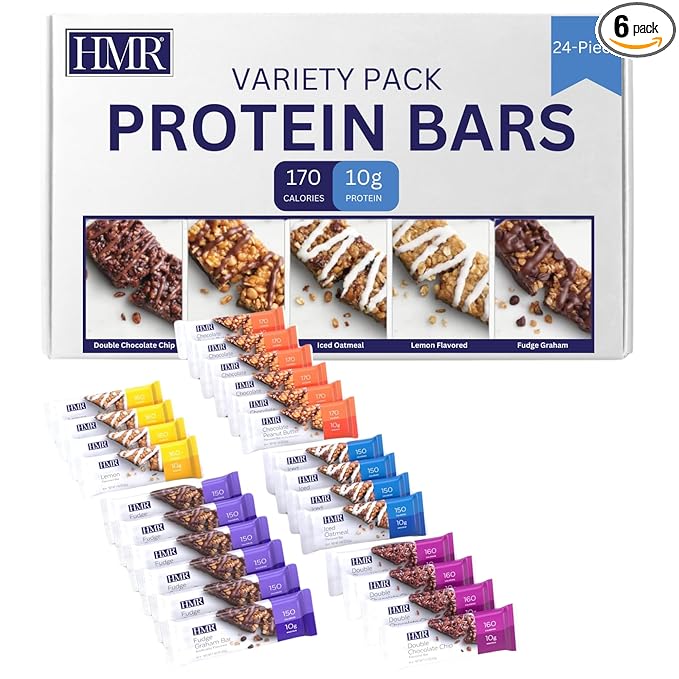 HMR Bar Variety Pack of Protein Bars | Nutritious Snack to Support Weight Maintenance | Low Calorie Dessert | 10g of Protein | 5 Assorted Flavors 24 Count
