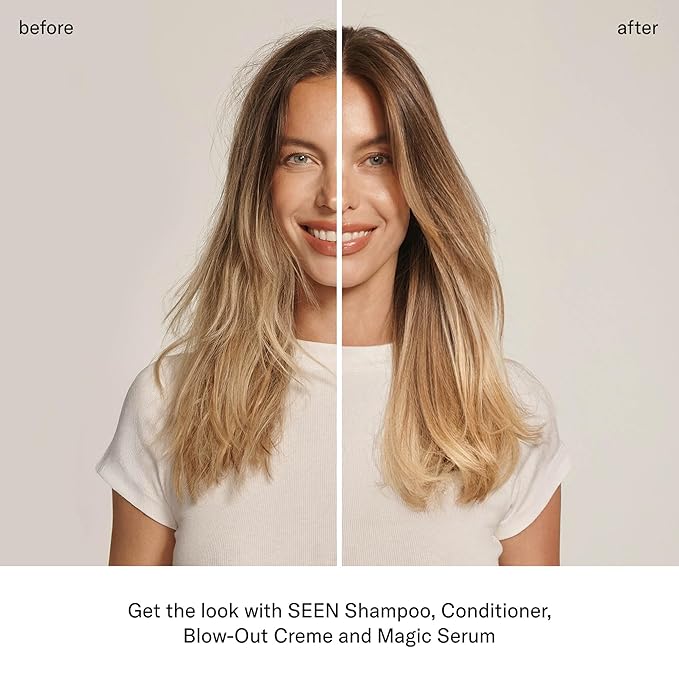 SEEN Blow-Out Creme Fragrance Free - Non-Comedogenic &amp Blow Out Hair Cream- Reduces Frizz- Heat Protectant- Safe for Sensitive Eczema &amp Acne Prone Skin