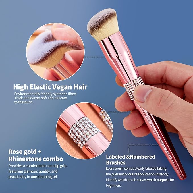 Bueart Design 16Pcs Makeup Brushes Set with Elegant Design Holder CasePremium Ultra Soft Professional Make up Brushes for FoundationBlushPowderHighlighterContourEyeshadow