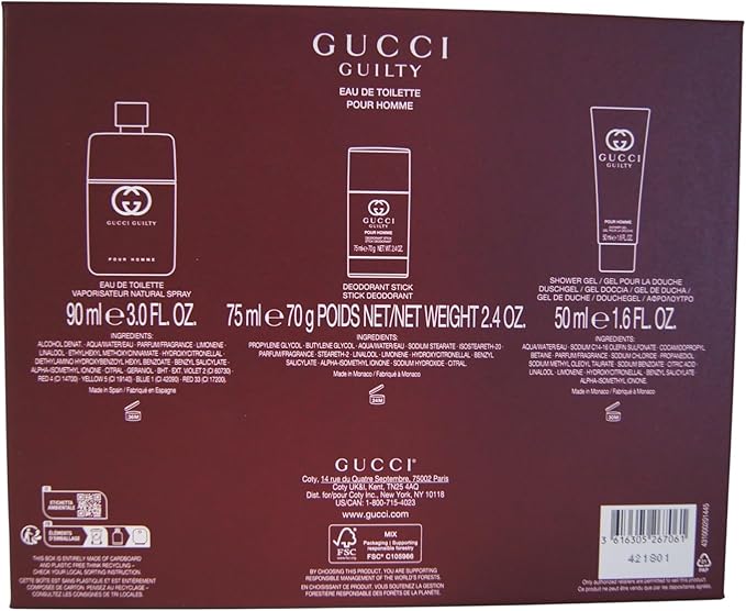 Gucci Guilty Pour Homme EDT 3Pc Gift Set for Men