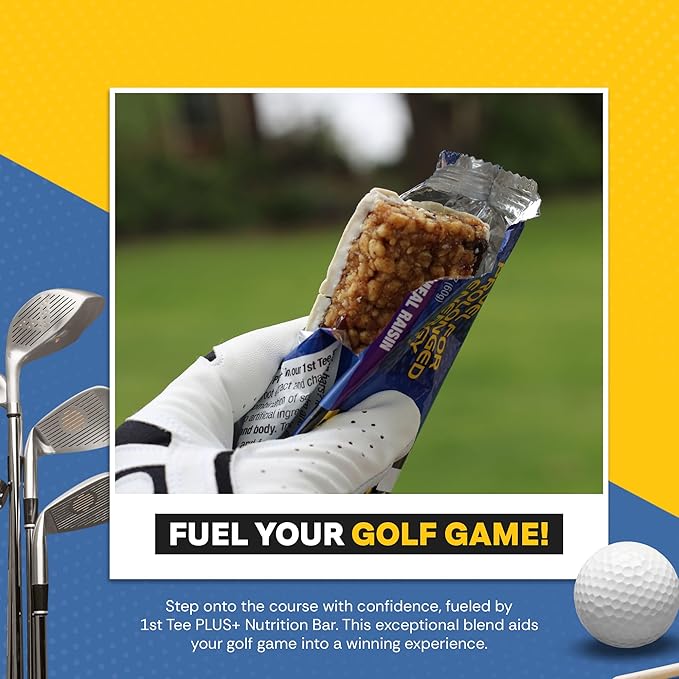 1st Tee PLUS+ Oatmeal Raisin bars made with Natural Ingredients Breakfast Bars | Best Oatmeal Bars Golf Nutrition Bar Easily Digestible Balanced Nutrition Bars 12-60 grams bars