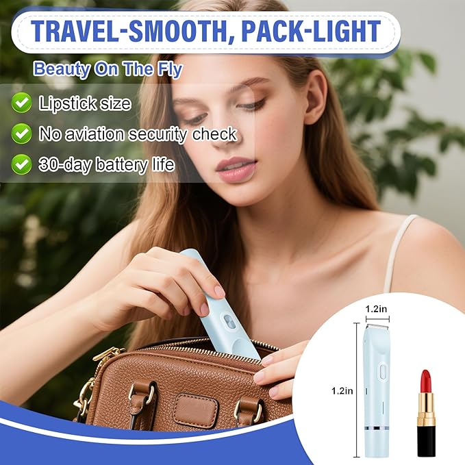 Women's Bikini Trimmer 2-in-1 Electric Shaver for Bikini Line Legs Underarms Face - Waterproof Women's Electric Shaver for Sensitive Skin USB Rechargeable (Blue)