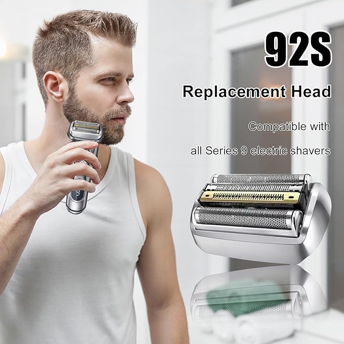 92S Series 9 Shaver Replacement Heads Compatible with Braun Series 9 Electric Razors 290cc 9291cc 9370cc 9293s 9385cc 9390cc 9330s 9296ccCompatible with Braun Series 9 Pro Replacement Heads
