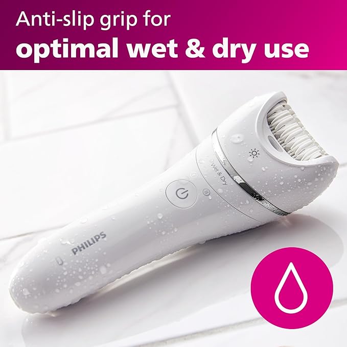 Philips Epilator Series 8000 Wet &amp Dry 3-in-1 with Shaver &amp Trimmer Attachments for Women 8 Accessories Included BRE720/14