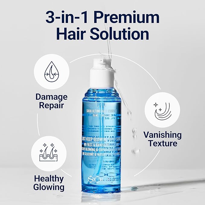SOOO Ultime Hair Essence ? Lightweight K-Beauty Hair Serum from Seoul | Silicone-Free Botanical Oil Formula Healthy Glow &amp Smooth Finish