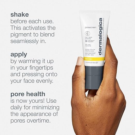 Dermalogica Porescreen Mineral Sunscreen SPF 40 for Face Sun Protector and Pore Supporting Primer with Zinc Oxide Multitasking Premakeup Sunblock - 1 fl oz