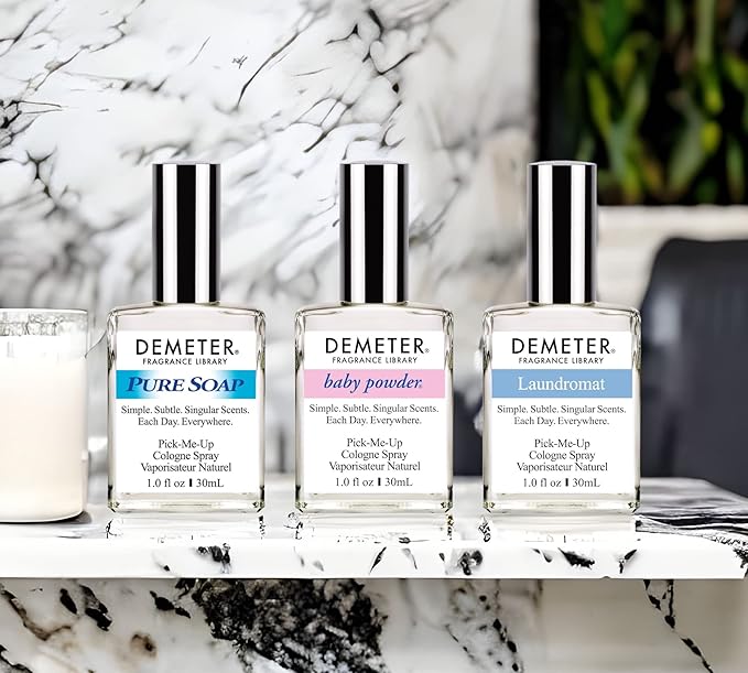 DEMETER Fresh And Clean Collection Set of 3 Unique Perfumes For Women Baby Powder Pure Soap Laundromat 1 Oz Each