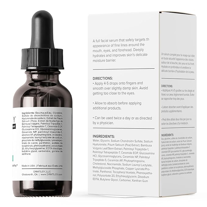 DRMTLGY Needle-less Serum - Anti-Aging Serum for Fine Lines &amp Wrinkles - Niacinamide with Potent Blend of Hyaluronic Acid Peptides &amp Ceramides 1 fl oz