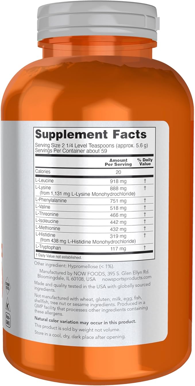 NOW Sports Nutrition Amino-9 Essentials??Powder Enhanced Protein Synthesis Amino Acids 330-Grams