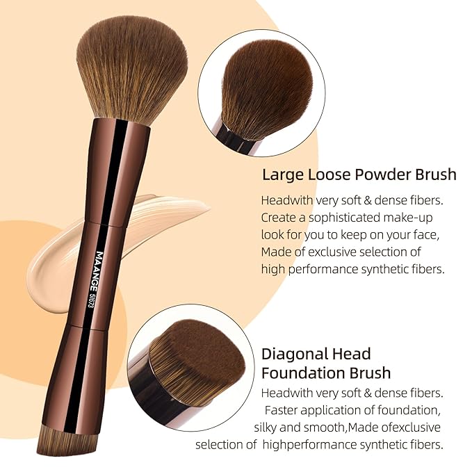 MAANGE 20 Pcs Makeup Brushes with Gift Box Double-End Multi-functional Makeup Brushes for Blending Liquid Powder Concealer Cream Blush BuffeDark Brown