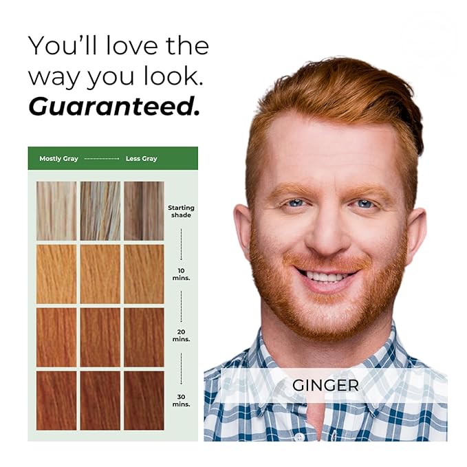 Simpler Hair Color Ginger Mustache and Beard Upgraded Brush Kit with 3 Brushes Included for Precision Application - Gentle Natural Looking Ammonia Free Beard and Hair Dye for Men