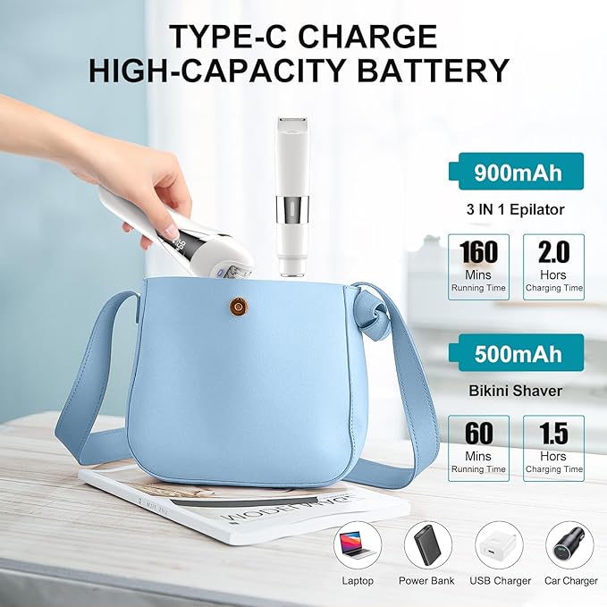 Electric Bikini Epilator for Women 5 in 1 Hair Removal for Face Chin Arm Leg Armpit Bikini Trimmer IPX6 Waterproof USB Rechargeable Wet &amp Dry Lady Shaver2 Speeds &amp 5 Cutter Heads