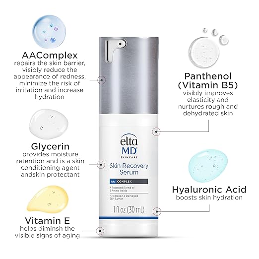 EltaMD Skin Recovery Face Serum Redness Relief Facial Serum Visibly Reduces Redness in 24 Hours For Sensitive Skin 1.0 oz Pump