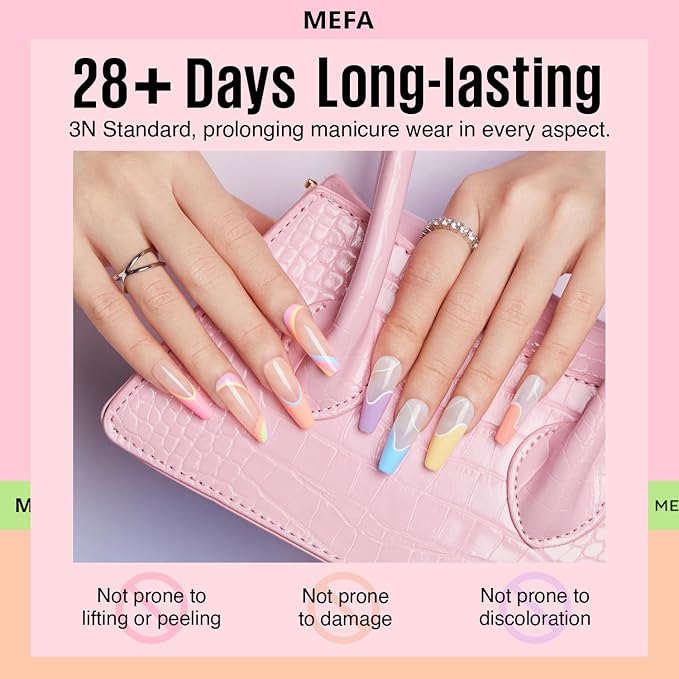 MEFA 46 Pcs Gel Nail Polish Kit 42 Colors All Seasons Gel Polish Set Colorful Starter Kit with Base Coat &amp Glitter/Glossy/Matte Top Coat Gel Nail Art Manicure DIY Salon Gifts for Girls