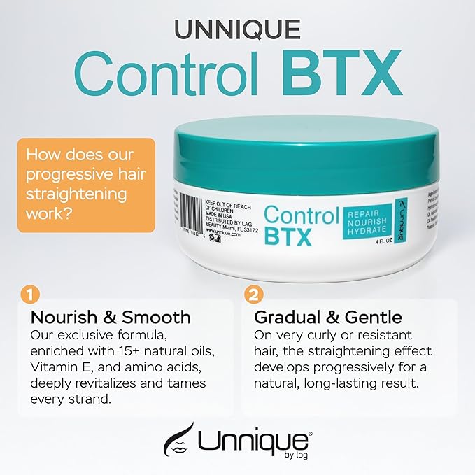 UNNIQUE Control Btx - Hair Treatment - Hair Mask for Damaged Hair Ultimate Smoothening Hydrating and Age-defying Locks 4 Fl Oz