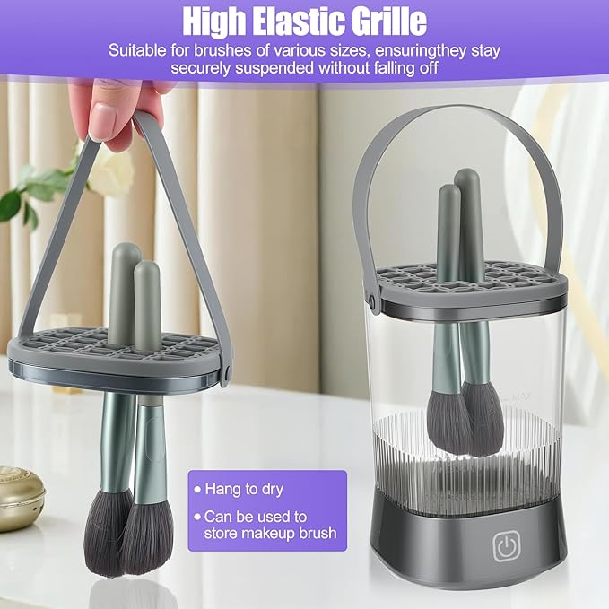 Electric Makeup Brush Cleaner Auto-Rotating Brush Cleaner for Deep Cleaning One-Click Operation Automatic Spinning Cosmetic Brush Cleaner Suitable for All of Makeup Brushes