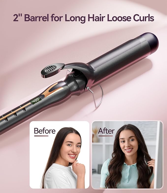 Curling Iron 1 1/2 Inch for Big Curls 14 Heat Settings Big Barrel 1.5 Inch Ceramic Large Barrel Curling Iron 1 1/2 Inch with Argan Oil Infused