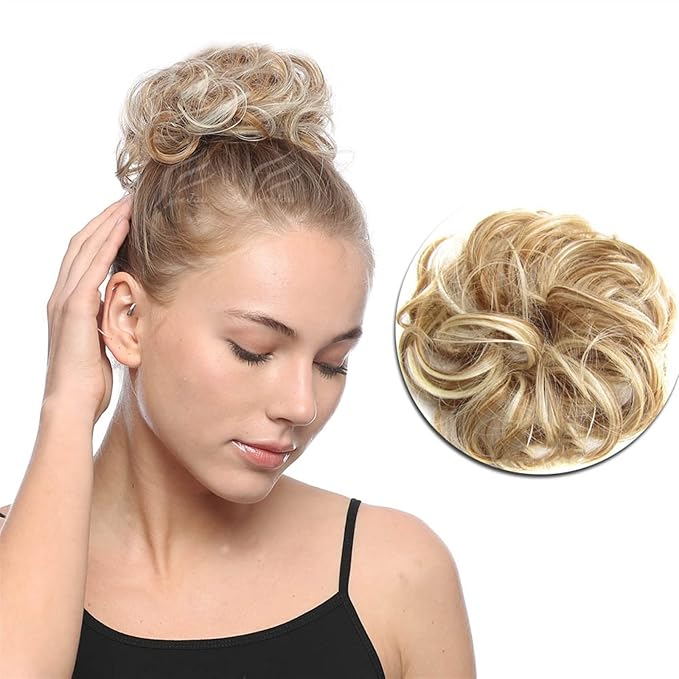 FRANCES Fake Hair Bun 1 Pack Synthetic Donut Bun Messy Bun Hair Slices Curly Wavy Headbands Women Bun Wig Synthetic Wig Hair Extensions Hair Accessories (Color : 8)
