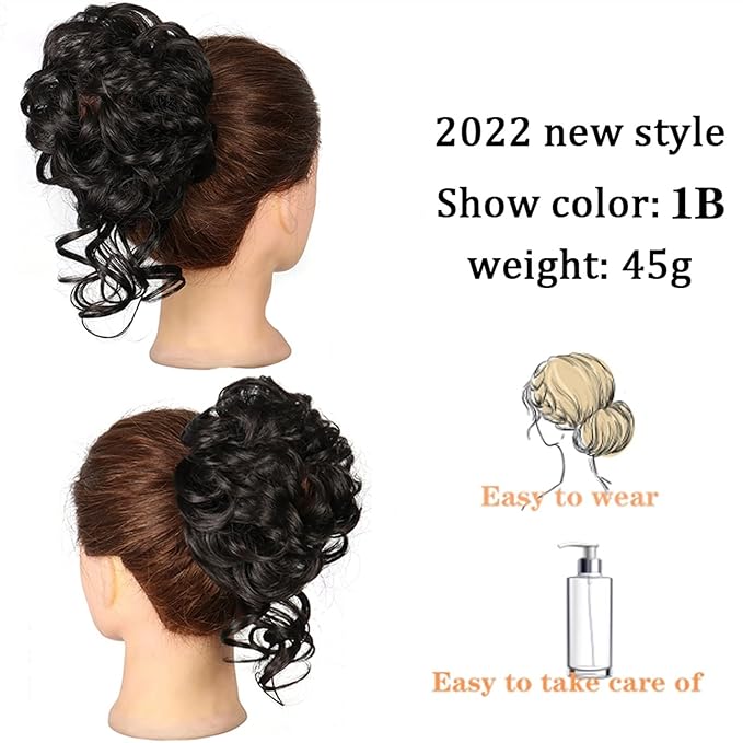 FRANCES Fake Hair Bun Synthetic Bun Donut Bun Ponytail Hair Extensions Messy Blonde Curls with Elastic Rubber Band Wig Hair Bun for Women Hair Accessories (Color : 613)