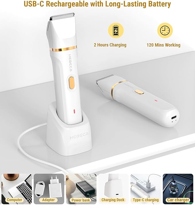 Bikini Trimmer for Women 3in1 Electric Razor for Women with Facial Trimmers &amp Intimate Shaver for Sensitive Skin Waterproof Wet &amp Dry Use Rechargeable Pubic Hair Trimmer Removal