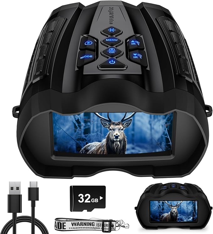 Night Vision Goggles4K Night Vision Binoculars for Adult with 5000mAh Rechargeable Battery16X Digital Zoom3.5 HD Screen and 1000FT Viewing Range32GB TF Card for Photo and VideoIdeal Gift for Men