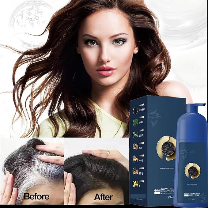 Hair Dye Shampoo Caviar Protein Hair Dye Caviar Hair Colour Cream Long-Lasting Natural Plant-Based Hairs Coloring Cream for Women Men