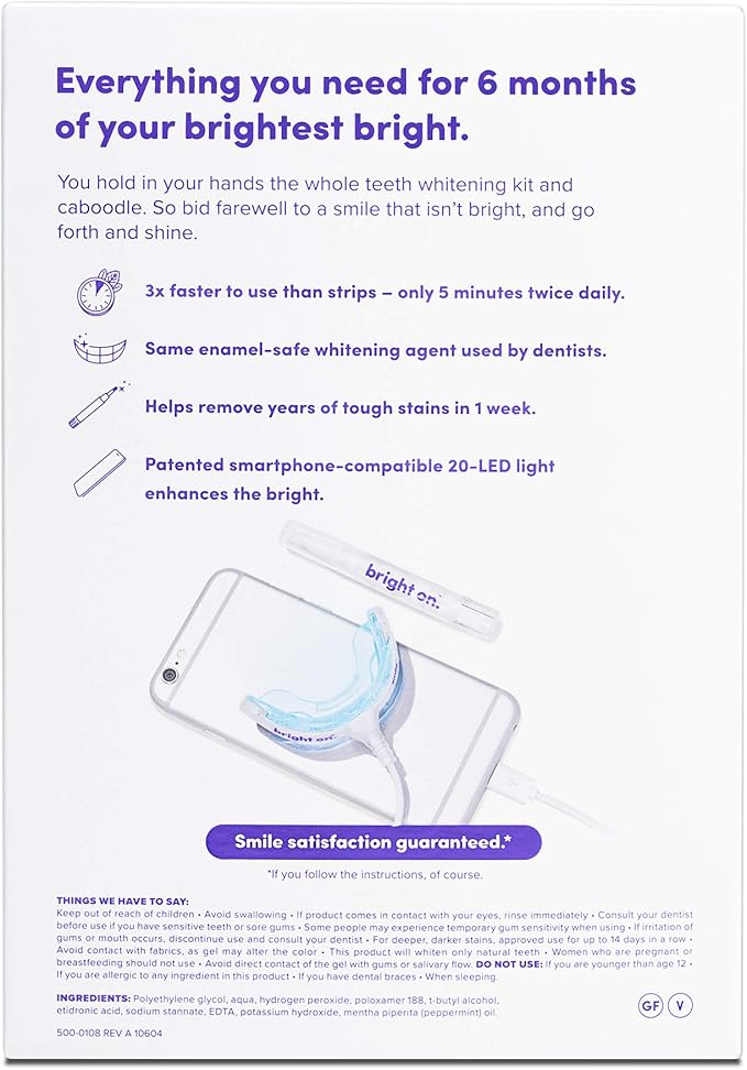Smile Direct Club bright on Premium Teeth Whitening Kit - LED Accelerator Light and 4 Whitening Pens