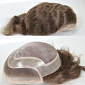 Men's Toupee 10×8 European Virgin Human Hair Toupee Hair pieces for Men Thin Skin Hair Replacement System Lace Front+ Mono Net with PU around Base for Men (#4 color)