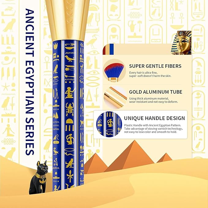 Docolor Makeup Brushes 19Pcs Makeup Brush Set Premium Gift Synthetic Powder Kabuki Foundation Contour Blush Concealer Eye Shadow Blending Liner Make Up Brush Kit Ancient Egyptian Series