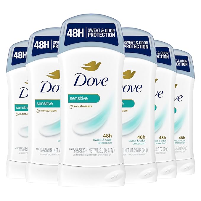 Dove Invisible Solid Antiperspirant Deodorant Stick for Women 6 Count Sensitive For All Day Underarm Sweat &amp Odor Protection 2.6 oz
