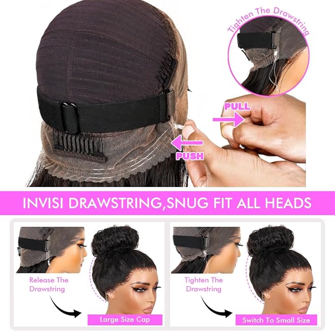 Healthair Hidden Strap 360 Full Lace Front Wigs Human Hair Invisible Strap Pre Plucked Bleached Konts Pre Cut Lace Deep Wave HD Lace Frontal Wig with Drawstring 360 Glueless Wigs(26inch)