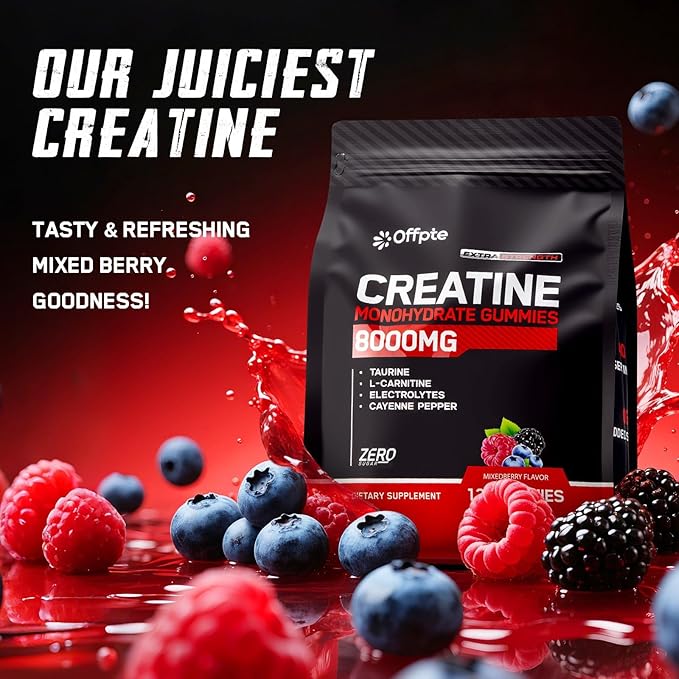 Creatine Monohydrate Gummies for Men &amp Women Sugar-Free Vegan Chewable travel creatine packets(8g Per Packet) with Taurine for Muscle Energy Focus Support Pre Workout Nutrition Supplements120