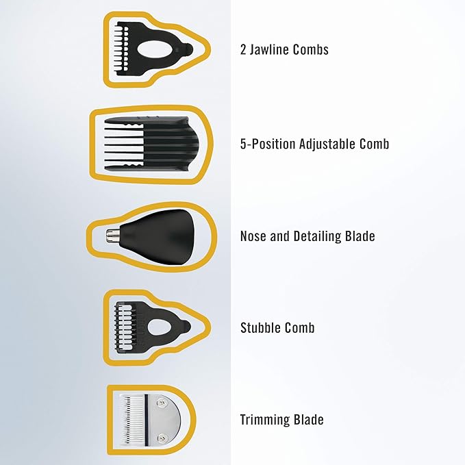 ConairMAN All-in-One Beard Trimmer for Men for Face Nose and Ear Hair Trimmer6 piece Men's Grooming Kit Cordless/Rechargeable