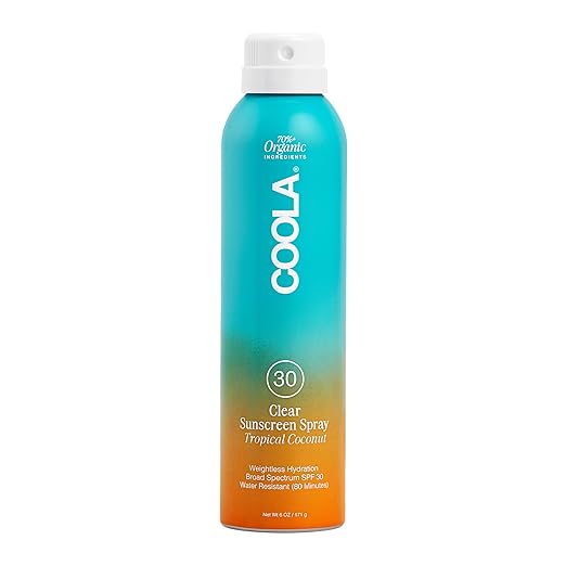 COOLA Organic Sunscreen SPF 30 Sunblock Spray Dermatologist Tested Skin Care for Daily Protection Vegan and Gluten Free Tropical Coconut