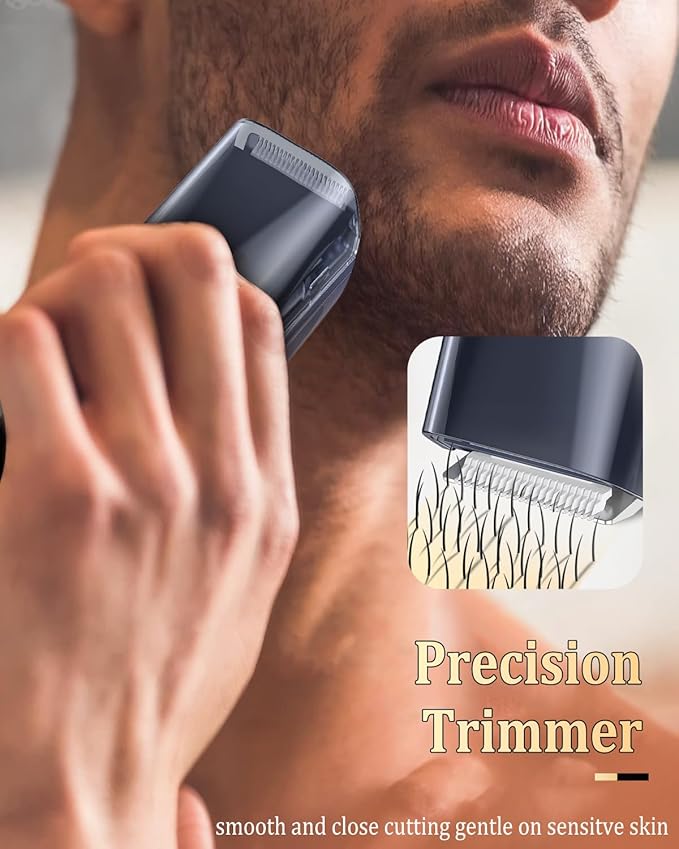 Beard Trimmer for Men Auto-Vaccum Rechargeable Electric Men Beard Trimmers with 2 Combs 1-20mm Adjustable Length Dial Waterproof Cordless Mustache Trimmer for Face Stubble
