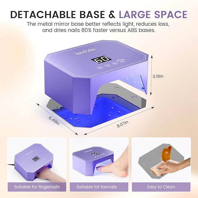 Lavinda 54W UV LED Nail Lamp ? Plug-in Gel Nail Light with LCD Display 4 Timers Auto Sensor Dual Wavelength Nail Dryer for Home &amp Salon Purple