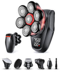 Head Shaver for Bald Men - IPX8 Waterproof Electric Razor for Wet/Dry Use with LED Display USB-C Fast Charge &amp 5 Attachments Black