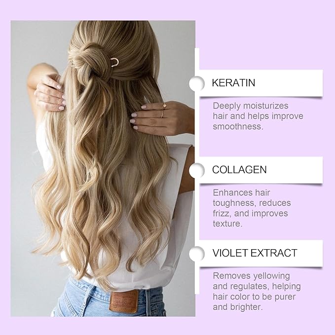 AMALIA Purple Hair Mask Color Toning Treatment Neutralizes Yellow Tones Moisturizing Hair Care 3.53 oz