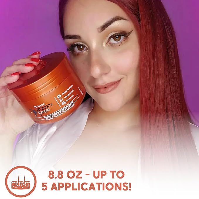 HAIR MASK FOR DAMAGED HAIR Red Shine Color BONDOX HAIR 8.8 oz Depositing Mask Almond Oil Formaldehyde-Free Repairs the Hair Elasticity and Flexibility Softens Moisturizers Marine Seaweed Collagen