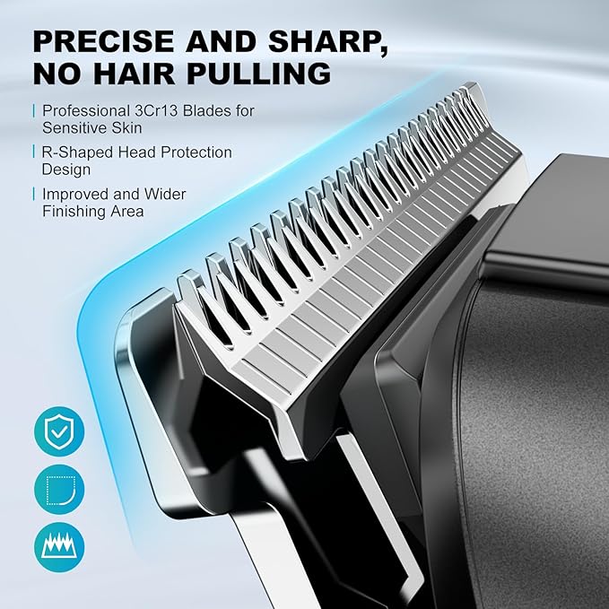 Beard Trimmer for Men - 14 Piece Professional Mens Grooming Kits Multi Beard Kit for Beard face Nose Ear Hair Trimmer Hair Clippers IPX7 Wet &amp Dry Use 210 Mins Mustache Trimmers Men Gifts (Black)