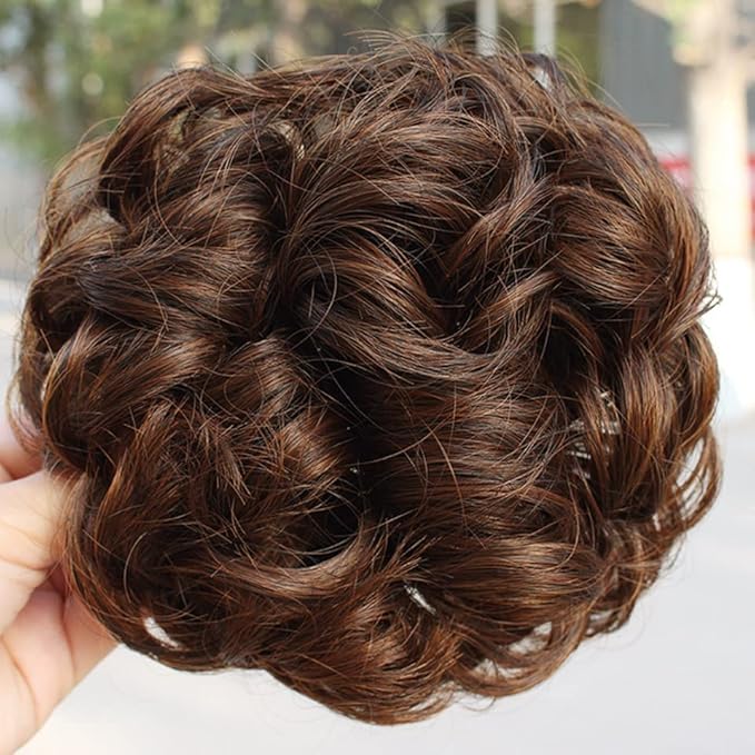GSOUL Hair Bun Pieces for Women Synthetic Curly Hair Bun Clips Women Ponytail Extensions Messy Hoops Wig Accessories