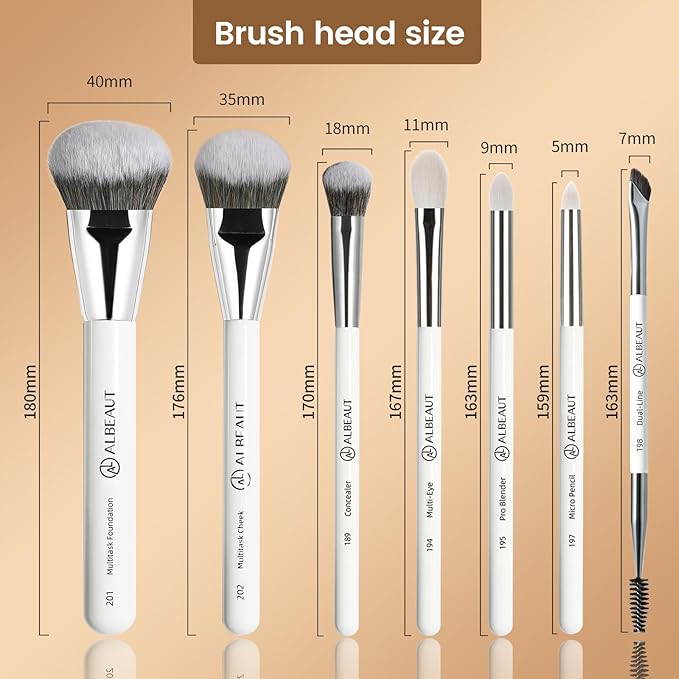 Makeup Brushes Set Albeaut 7Pcs Face Eyeshadow Brushes Kit with Preminum Bristles Liquid Foundation Concealer Blending Tools Professional &amp Travel Bag