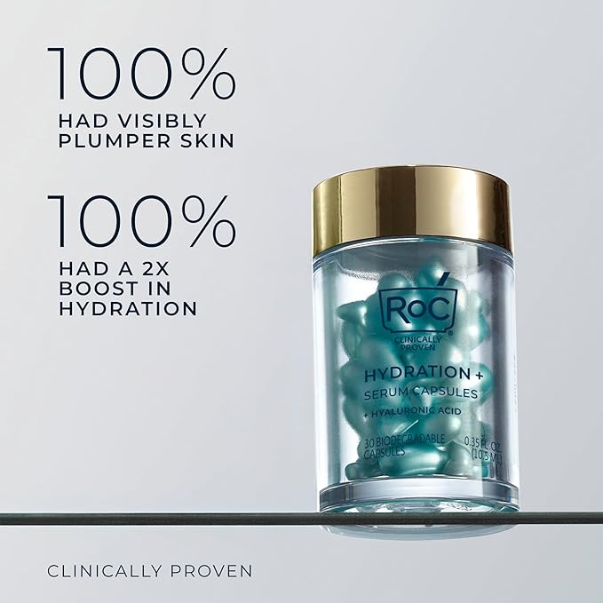 RoC Multi Correxion Hyaluronic Acid Night Serum Capsules (30 CT) for Intense Hydration + RoC Retinol Capsules (7 CT) Anti-Aging Skin Care Wrinkle Treatment for Women and Men