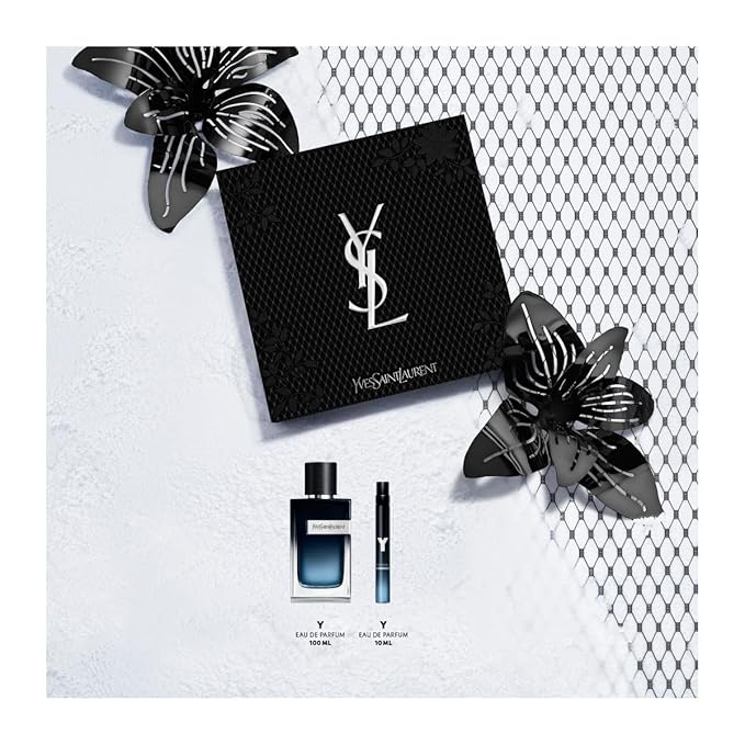 Yves Saint Laurent Y Men?™s Gift Set Eau de Parfum 3.4 oz &amp Travel Spray 0.34 oz Long-Lasting EDP for Men Fresh &amp Woody Fragrance with Bergamot Sage &amp Cedar Perfect Luxury Gift for Him