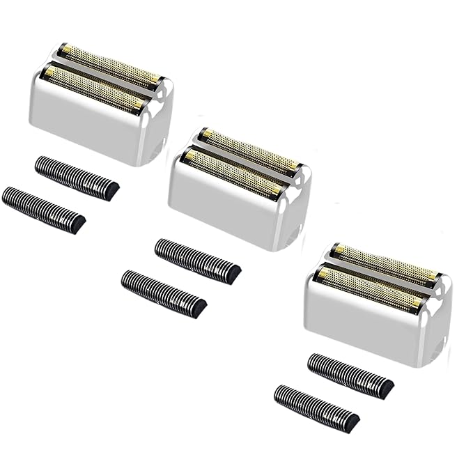 Professional Replacement Foil and Cutters for BaBylissPRO Barberology Double Foil Shaver Compatible with BaBylissPRO Barberology FXFS2 Shaver (3 silver)
