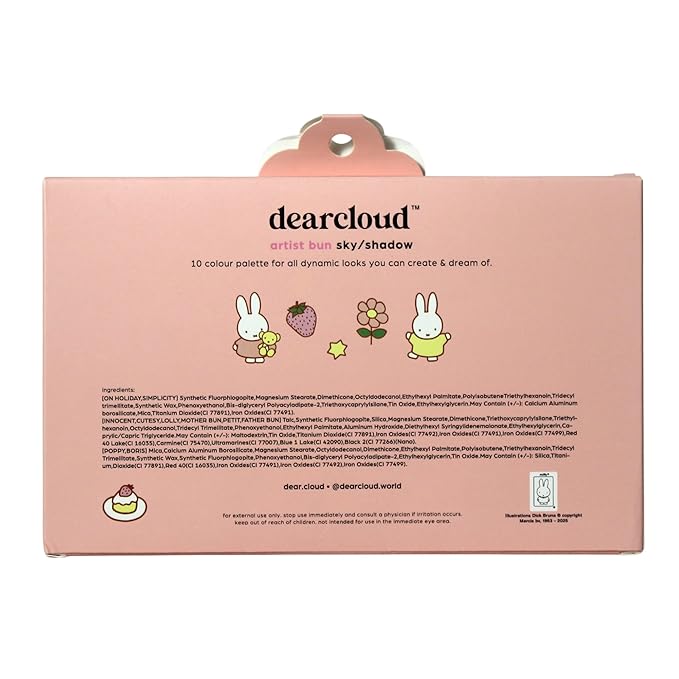 dearcloud Miffy Sky/Shadow - Eye Shadow Palette Makeup with 10 Ultra-Fine Pigments &amp Dual-Ended Eyeshadow Brush ? Korean Beauty Eye Makeup (Artist Bun)